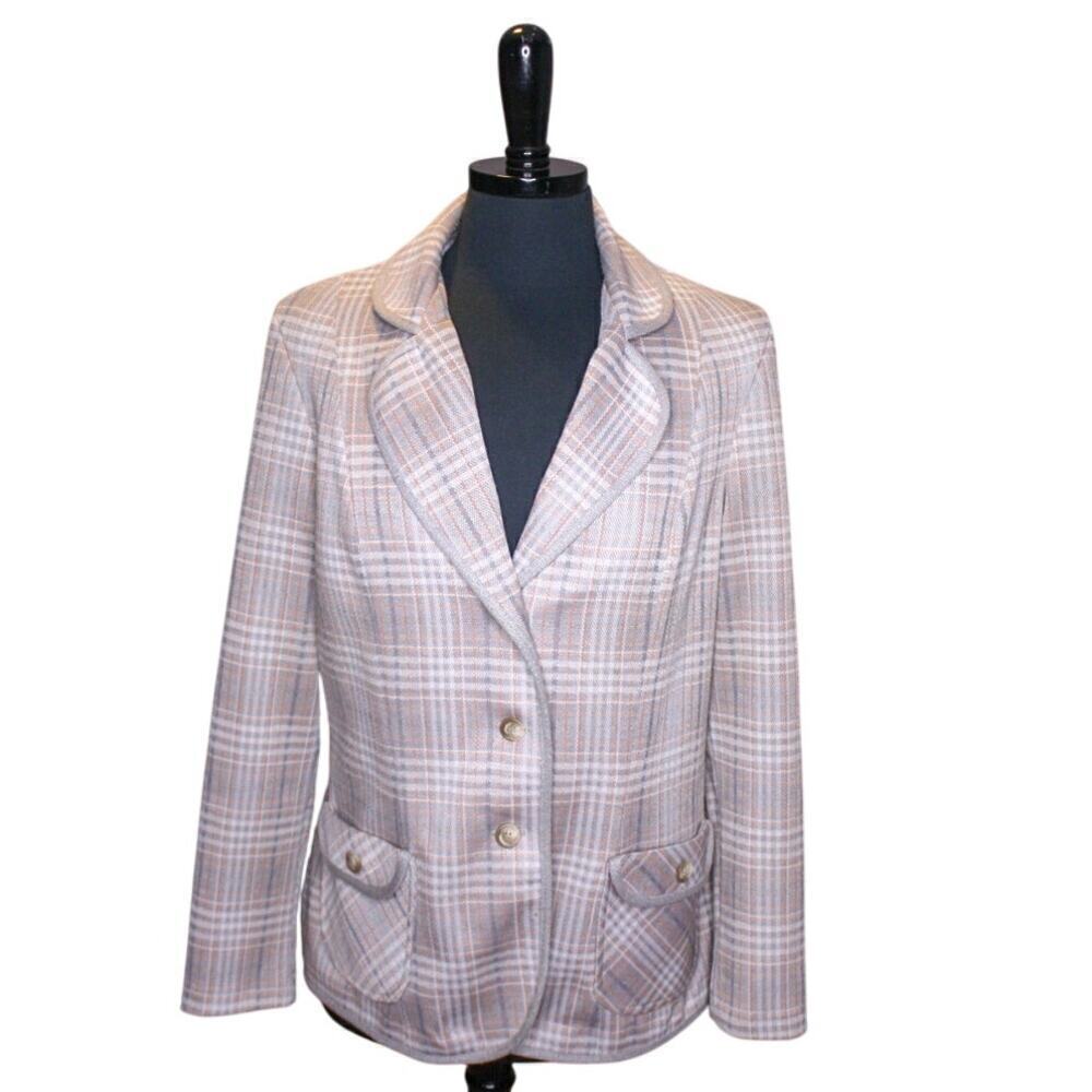Vintage Marty Gutmacher Plaid Knit Blazer Jacket Classic Preppy Light Academia